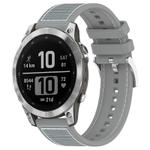 For Garmin Fenix 8/7/6/5 22mm xDfind Hybrid Nylon Braid Silicone Watch Band(Grey)