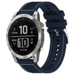 For Garmin Fenix 8/7/6/5 22mm xDfind Hybrid Nylon Braid Silicone Watch Band(Midnight Blue)