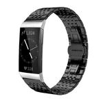 For Fitbit Charge 4 / 3 18mm xDfind Seven-bead Solid Stainless Steel Watch Band(Black)