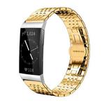 For Fitbit Charge 4 / 3 18mm xDfind Seven-bead Solid Stainless Steel Watch Band(Gold)