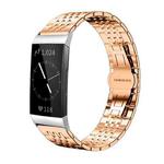 For Fitbit Charge 4 / 3 18mm xDfind Seven-bead Solid Stainless Steel Watch Band(Rose Gold)