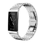 For Fitbit Charge 4 / 3 18mm xDfind Seven-bead Solid Stainless Steel Watch Band(Silver)