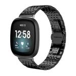 For Fitbit Versa 4 / 3 / Sense2 / 1 20mm xDfind Seven-bead Solid Stainless Steel Watch Band(Black)