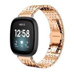 For Fitbit Versa 4 / 3 / Sense2 / 1 20mm xDfind Seven-bead Solid Stainless Steel Watch Band(Rose Gold)