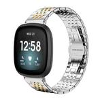 For Fitbit Versa 4 / 3 / Sense2 / 1 20mm xDfind Seven-bead Solid Stainless Steel Watch Band(Silver Gold)
