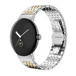 For Google Pixel Watch 3 / 2 / 1 41mm 20mm xDfind Seven-bead Solid Stainless Steel Watch Band(Silver Gold)