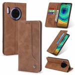 For Huawei Mate 30 POLA 008 Series Retro Classic Magnetic Horizontal Flip Leather Case with Holder & Card Slots(Brown)