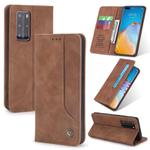 For Huawei P40 Pro POLA 008 Series Retro Classic Magnetic Horizontal Flip Leather Case with Holder & Card Slots(Brown)