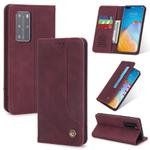 For Huawei P40 Pro POLA 008 Series Retro Classic Magnetic Horizontal Flip Leather Case with Holder & Card Slots(Red)