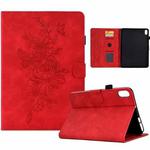 For Xiaomi Redmi Pad 2 Peony Butterfly Embossed Leather Smart Tablet Case(Red)