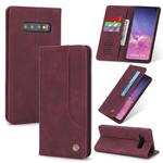 For Samsung Galaxy S10 POLA 008 Series Retro Classic Magnetic Horizontal Flip Leather Case with Holder & Card Slots(Red)