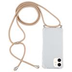 For iPhone 12 mini Four-Corner Shockproof Transparent TPU Case with Lanyard(Gold)