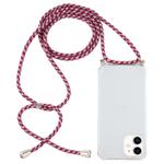 For iPhone 12 mini Four-Corner Shockproof Transparent TPU Case with Lanyard(Red Grey Yellow)