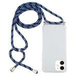 For iPhone 12 mini Four-Corner Shockproof Transparent TPU Case with Lanyard(Blue White)