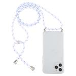 For iPhone 12 / 12 Pro Four-Corner Shockproof Transparent TPU Case with Lanyard(White Grey)