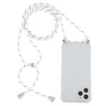 For iPhone 12 / 12 Pro Four-Corner Shockproof Transparent TPU Case with Lanyard(White Black)
