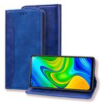 For Xiaomi Redmi Note 9 Business Stitching Horizontal Flip Leather Case with Double Folding & Bracket & Card Slots & Photo Frame & Wallet(Royal Blue)