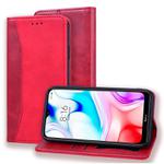 For Xiaomi Redmi 8 Business Stitching Horizontal Flip Leather Case with Double Folding & Bracket & Card Slots & Photo Frame & Wallet(Red)