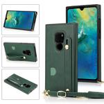 For Huawei Mate 20 Wrist Strap PU+TPU Shockproof Protective Case with Crossbody Lanyard & Holder & Card Slot(Green)