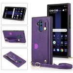 For Huawei Mate 20 Lite Wrist Strap PU+TPU Shockproof Protective Case with Crossbody Lanyard & Holder & Card Slot(Purple)