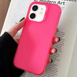 For iPhone 12 Transparent Comfortable Frosted TPU Phone Case(Rose Red)