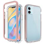 For iPhone 12 mini Shockproof TPU Frame + Clear PC Back Case + Front PET Screen Protector(Rose Gold)