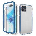 For iPhone 12 Pro Max Shockproof TPU Frame + Clear PC Back Case + Front PET Screen Protector(Blue)