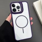 For iPhone 15 Pro Max PC Lens Holder MagSafe Magnetic Phone Case(Purple)