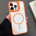 For iPhone 14 Pro PC Lens Holder MagSafe Magnetic Phone Case(Orange)