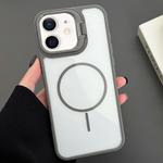 For iPhone 12 PC Lens Holder MagSafe Magnetic Phone Case(Grey)