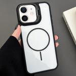 For iPhone 12 PC Lens Holder MagSafe Magnetic Phone Case(Black)