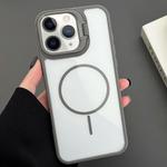 For iPhone 11 Pro Max PC Lens Holder MagSafe Magnetic Phone Case(Grey)