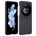 For Tecno Phantom V Flip Ultra-thin Carbon Fiber Texture Printing Phone Case(Black)