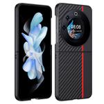 For Tecno Phantom V Flip Ultra-thin Carbon Fiber Texture Printing Phone Case(Black Red)