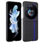 For Tecno Phantom V Flip Ultra-thin Carbon Fiber Texture Printing Phone Case(Black Blue)