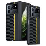For Tecno Phantom V Fold2 Ultra-thin Carbon Fiber Texture Printing Phone Case(Black Yellow)