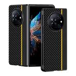 For Tecno Phantom V Fold Ultra-thin Carbon Fiber Texture Printing Phone Case(Black Yellow)