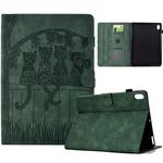 For Xiaomi Redmi Pad 2 Cats Embossed Leather Smart Tablet Case(Green)