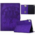 For Xiaomi Redmi Pad 2 Cats Embossed Leather Smart Tablet Case(Purple)