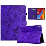 For Xiaomi Redmi Pad 2 Flowers and Bird Embossed Smart Leather Tablet Case(Purple)