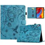 For Xiaomi Redmi Pad 2 Flowers and Bird Embossed Smart Leather Tablet Case(Light Blue)