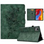 For Lenovo Xiaoxin Pad 11 2025 Peony Butterfly Embossed Leather Smart Tablet Case(Green)