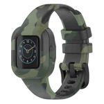 For GarminFit JR3 / Garmin Vivofit JR 3 xDfind Steel Buckle Printed Silicone Watch Band(Camouflage Green)
