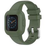 For GarminFit JR3 / Garmin Vivofit JR 3 xDfind Silver Steel Buckle Solid Color Silicone Watch Band(Army Green)