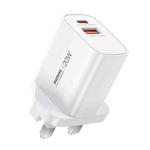 REMAX U187 20W USB and Type-C GaN Fast Charger, Specification:UK Plug(White)