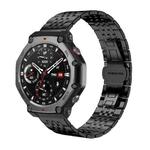 For Amazfit T-Rex 3 22mm xDfind Seven-bead Solid Stainless Steel Watch Band(Black)