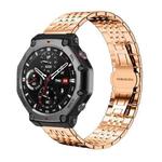 For Amazfit T-Rex 3 22mm xDfind Seven-bead Solid Stainless Steel Watch Band(Rose Gold)