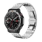 For Amazfit T-Rex 3 22mm xDfind Seven-bead Solid Stainless Steel Watch Band(Silver)