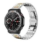 For Amazfit T-Rex 3 22mm xDfind Seven-bead Solid Stainless Steel Watch Band(Silver Gold)