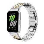 For Samsung Galaxy Fit3 SM-R390 18mm xDfind Seven-bead Solid Stainless Steel Watch Band(Silver Gold)